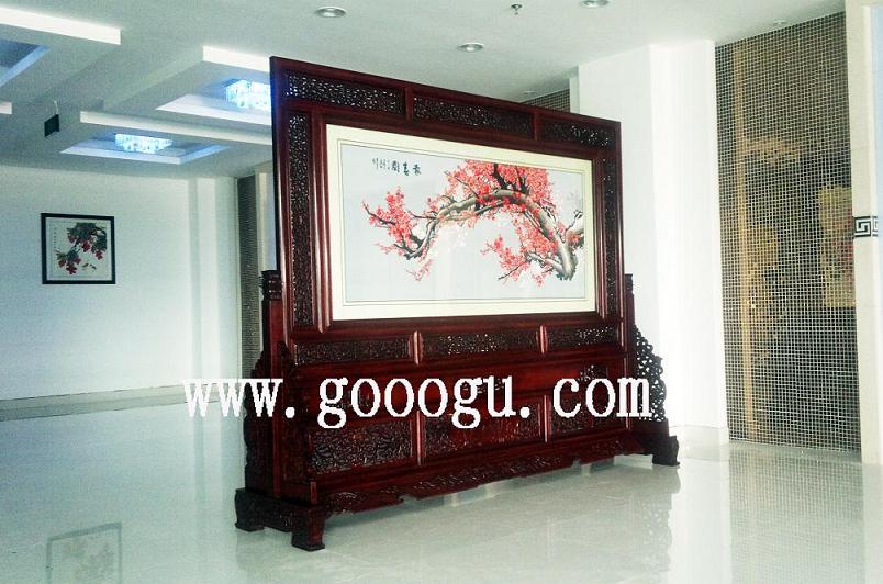 嘉善廣播電視臺(tái)雙面繡屏風(fēng)，報(bào)春圖屏風(fēng)，手工刺繡屏風(fēng)，大廳屏風(fēng)擺件